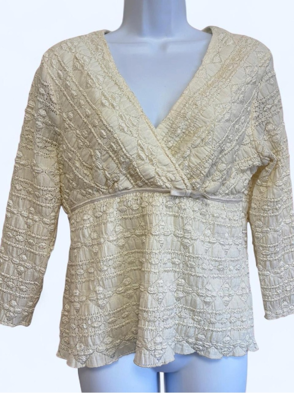 Cato Cream Lace Blouse with Bow
